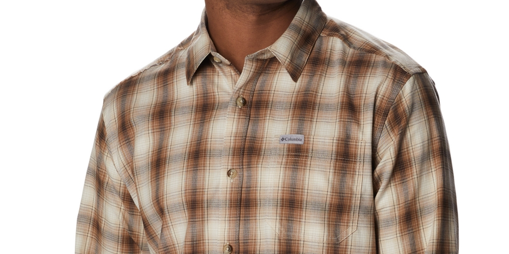 Camisa Columbia Vapor Ridge III Manga Longa Masculina Marrom Tamanho P