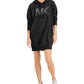 Vestido feminino Michael Kors com strass e manga comprida acima do joelho, preto, tamanho extragrande