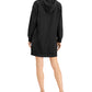 Vestido feminino Michael Kors com strass e manga comprida acima do joelho, preto, tamanho extragrande