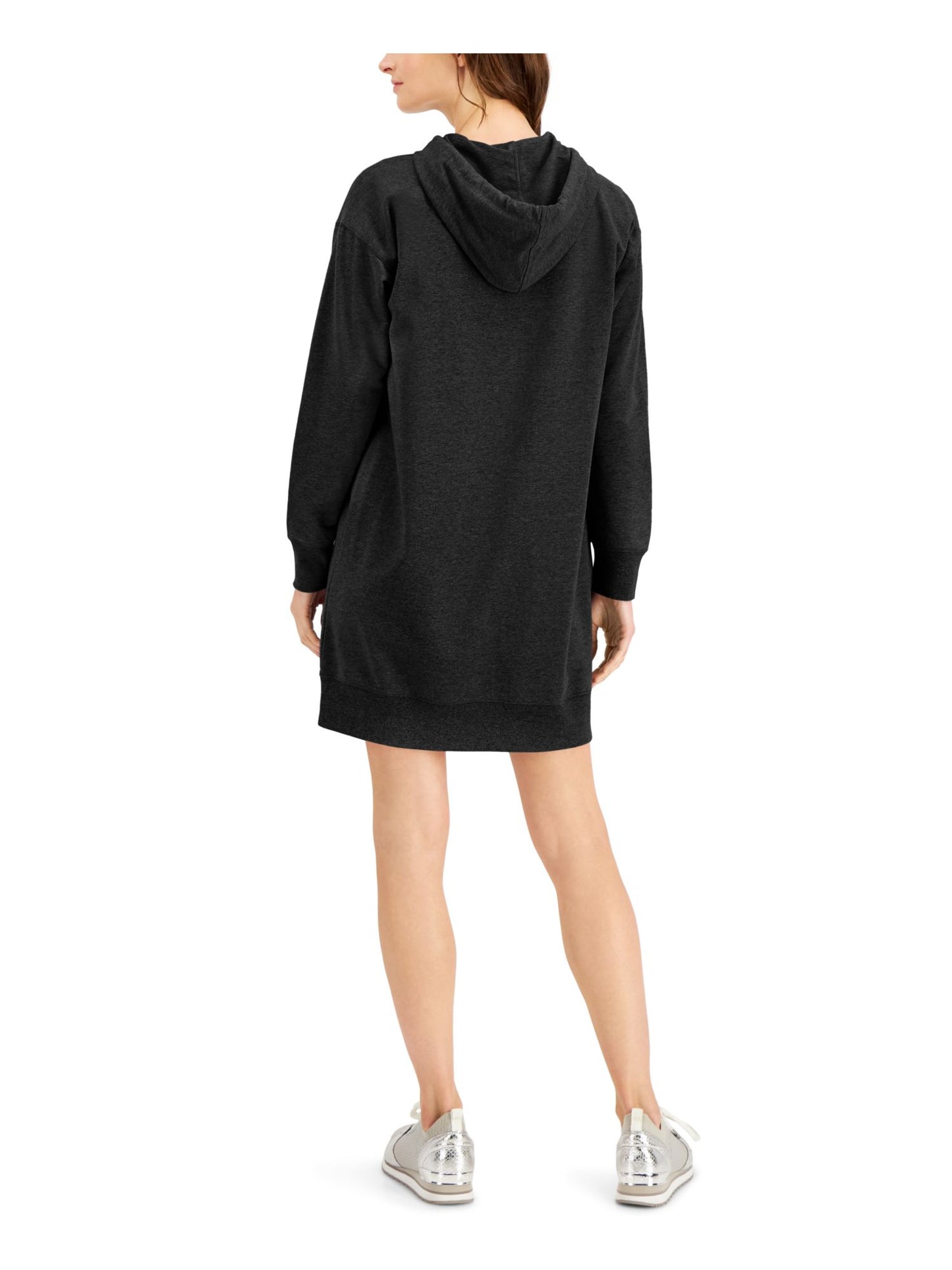 Vestido feminino Michael Kors com strass e manga comprida acima do joelho, preto, tamanho extragrande