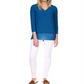 Blusa feminina Michael Kors em camadas com estampa de mídia mista, azul, tamanho pequeno, extragrande