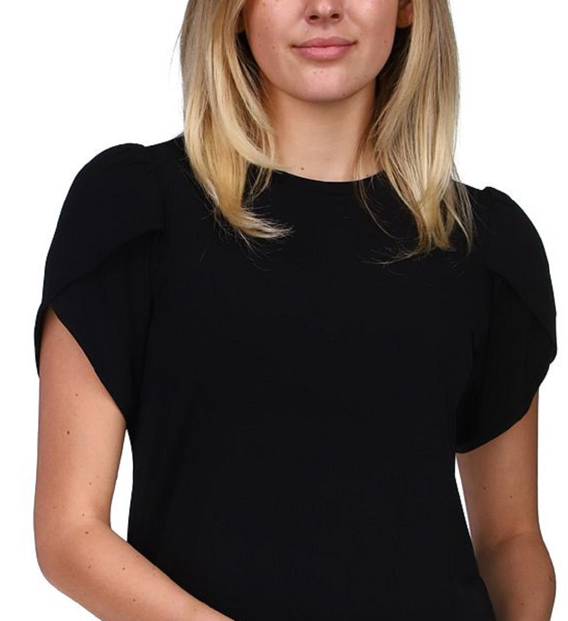 Blusa de malha feminina Michael Kors com manga tulipa, preta, tamanho pequeno, extrapequeno