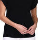Blusa de malha feminina Michael Kors com manga tulipa, preta, tamanho pequeno, extrapequeno