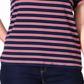 Blusa de malha listrada com manga tulipa feminina Michael Kors, azul, tamanho pequeno grande
