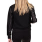 Jaqueta bomber feminina Michael Kors Mix Media, preta, tamanho pequeno médio