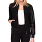 Jaqueta bomber feminina Michael Kors Mix Media, preta, tamanho pequeno médio