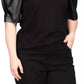 Blusa feminina Michael Kors de couro sintético com manga bufante, preta, tamanho 3X