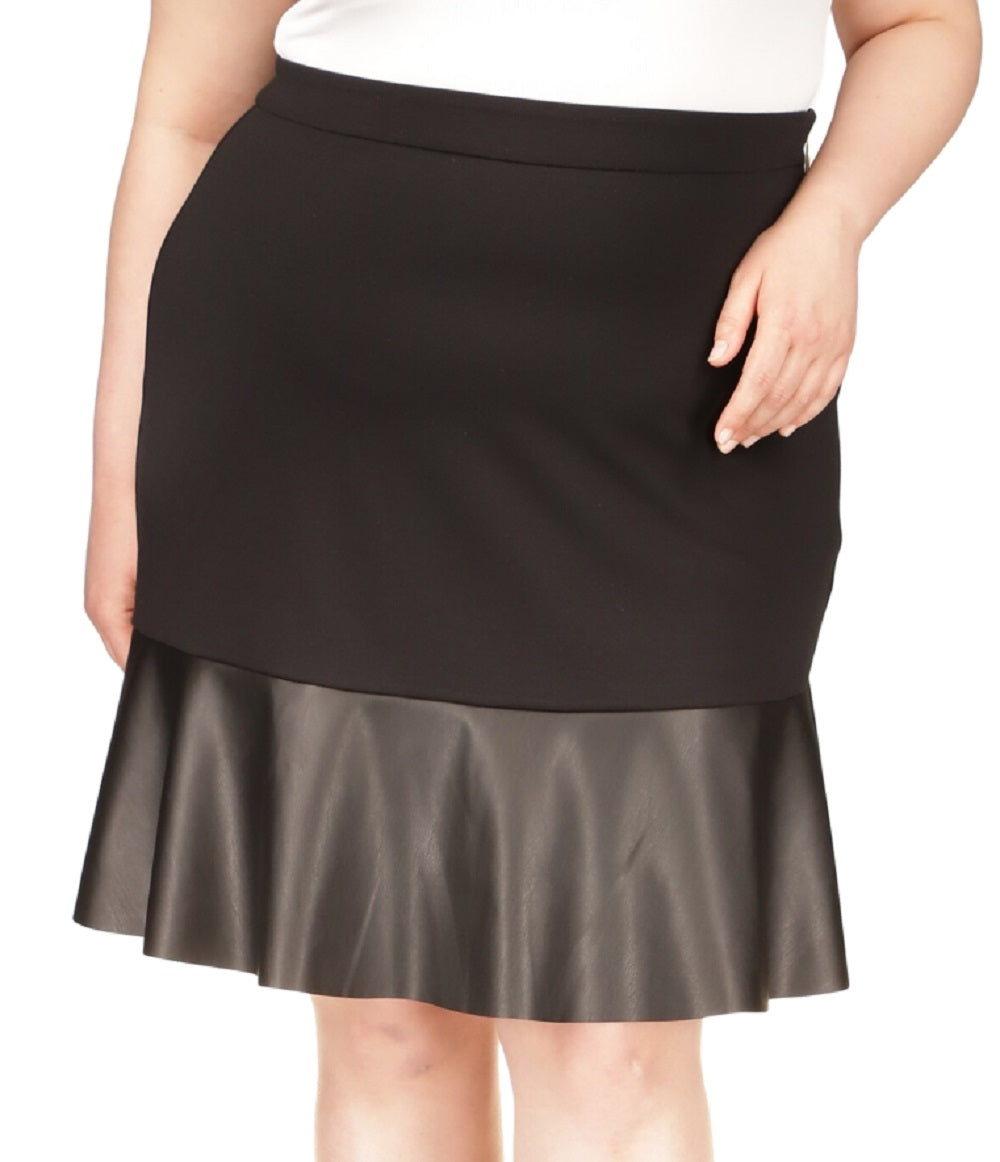 Saia flare feminina Michael Kors Mix Media preta tamanho 2X