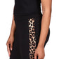 Leggings femininas listradas de chita Michael Kors, pretas, tamanho pequeno grande