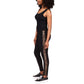 Leggings femininas listradas de chita Michael Kors, pretas, tamanho pequeno grande