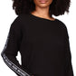 Blusa feminina de malha waffle com logo Michael Kors, preta