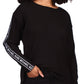 Blusa feminina Michael Kors com estampa de logo e manga curta, preta, tamanho pequeno, extrapequeno