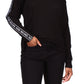Blusa feminina Michael Kors com estampa de logo e manga curta, preta, tamanho pequeno, extrapequeno