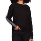 Blusa feminina Michael Kors com estampa de logo e manga curta, preta, tamanho pequeno, extrapequeno