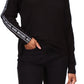 Blusa feminina Michael Kors com estampa de logo e manga curta, preta, tamanho pequeno e grande