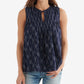 Blazer feminino Lucky Brand de algodão estampado com decote em V, azul, tamanho X-S