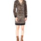 Vestido de veludo com estampa de chita Michael Kors feminino, marrom, tamanho médio