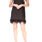 Vestido Halter com Acabamento de Penas Feminino Michael Kors Preto Tamanho XX-S