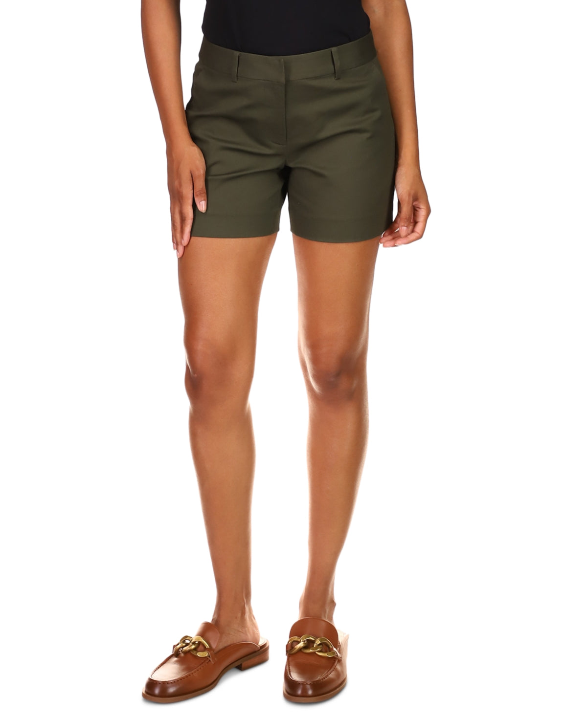Shorts de sarja elástica feminino Michael Kors, verde, tamanho 6