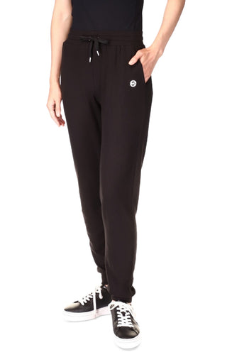 Calça jogger feminina Michael Kors de malha waffle com cordão, preta, tamanho pequeno, extrapequeno