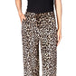 Calça reta feminina Michael Kors com estampa de chita, marrom, tamanho pequeno, extrapequeno