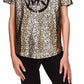 Camiseta feminina Michael Kors com logotipo Scatter Foil, preta, tamanho pequeno e pequeno
