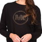 Blusa feminina Michael Kors com strass e manga comprida, preta, tamanho pequeno grande