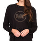 Blusa feminina Michael Kors com strass e manga comprida, preta, tamanho pequeno grande
