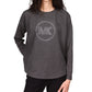 Blusa feminina Michael Kors com strass e manga comprida, cinza, tamanho pequeno médio