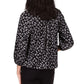 Blusa camponesa com estampa paisley feminina Michael Kors, cinza, tamanho pequeno, extragrande