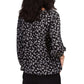 Blusa camponesa com estampa paisley feminina Michael Kors, cinza, tamanho pequeno, extragrande