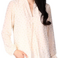 Blusa plissada feminina Michael Kors com estampa de folha, branca, tamanho médio