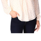 Blusa plissada feminina Michael Kors com estampa de folha, branca, tamanho médio