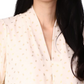 Blusa plissada feminina Michael Kors com estampa de folha, branca, tamanho médio