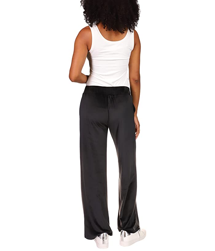 Calça reta de veludo feminina Michael Kors, preta, tamanho médio