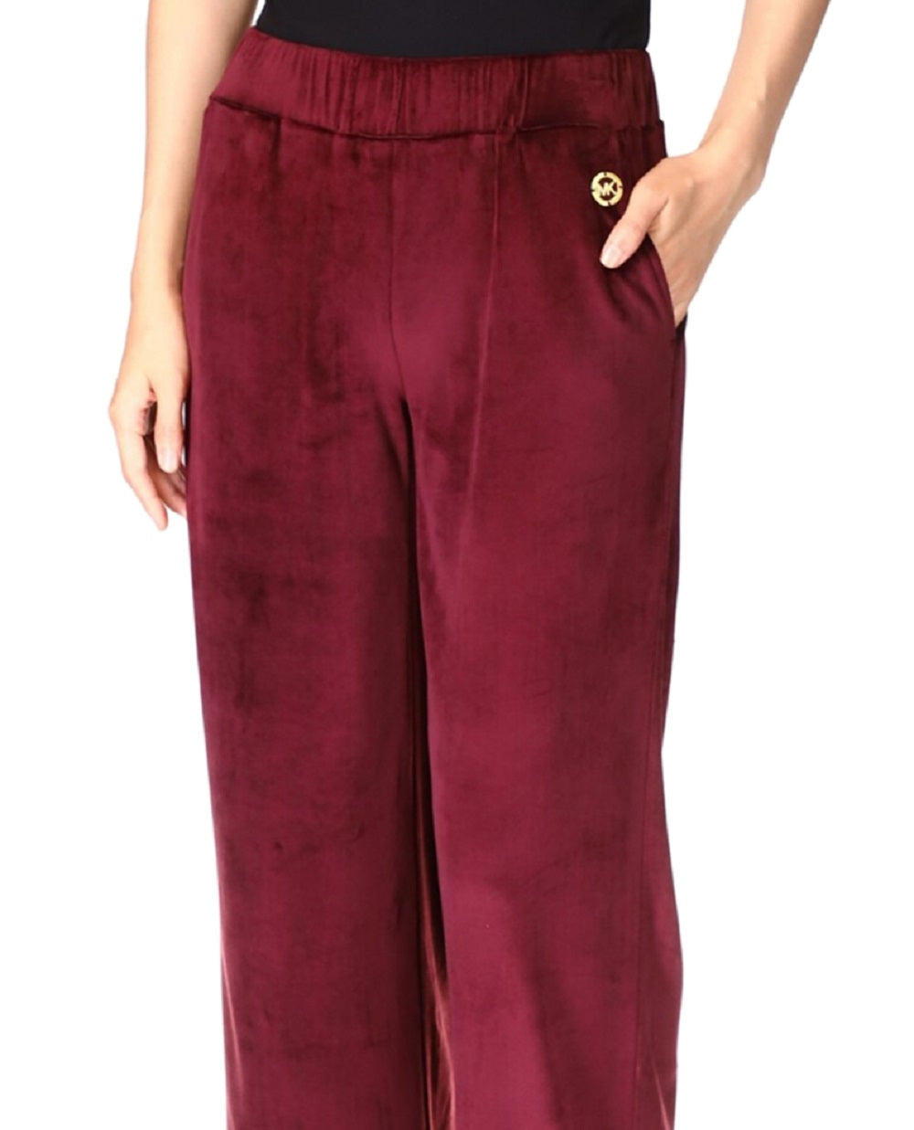 Calça reta de veludo feminina Michael Kors vermelha tamanho extragrande