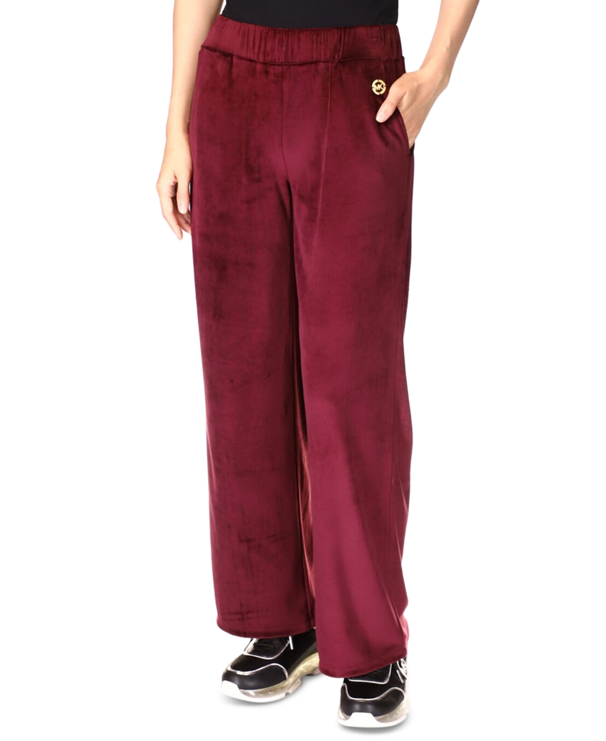 Calça reta de veludo feminina Michael Kors vermelha tamanho extragrande