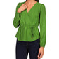 Blusa envolvente de manga comprida Michael Kors feminina, verde, tamanho médio