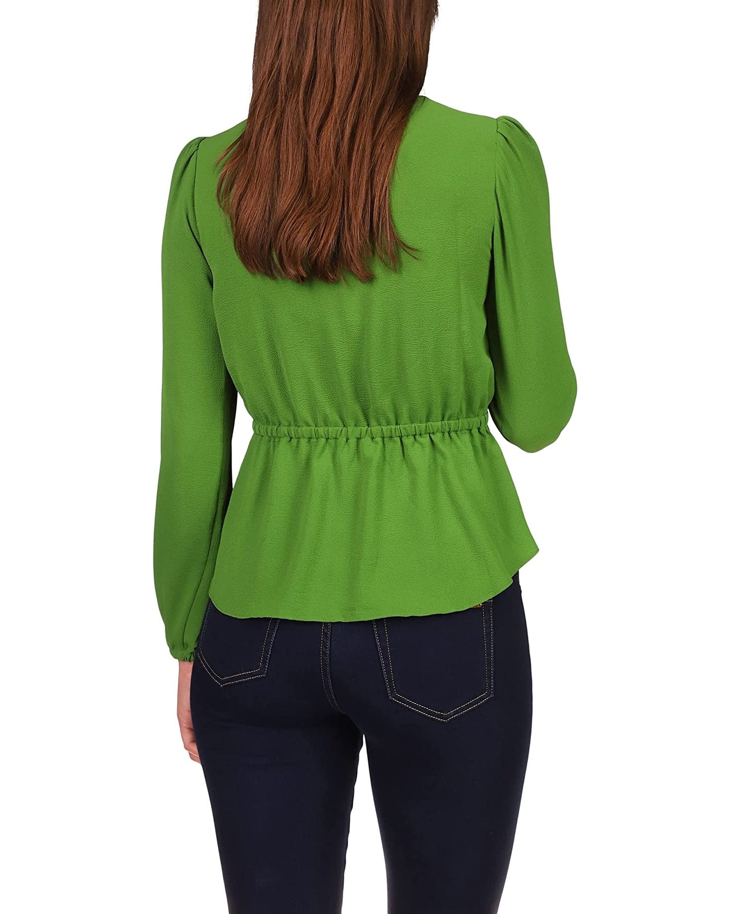Blusa envolvente de manga comprida Michael Kors feminina, verde, tamanho médio