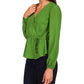 Blusa envolvente de manga comprida Michael Kors feminina, verde, tamanho médio