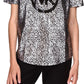 Camiseta feminina Michael Kors de algodão orgânico com estampa de logotipo metálico, cinza, tamanho grande