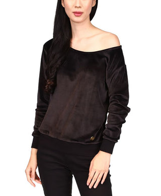 Michael Kors Women's Velour Off The Shoulder Top Black Size X-Small