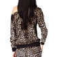 Blusa feminina Michael Kors Cheetah com ombro caído, preta