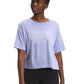 Camiseta feminina The North Face com estampa de logotipo, manga curta e gola redonda, roxa, tamanho grande