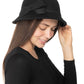 Chapéu cloche feminino INC International Concepts com laço, preto, tamanho regular