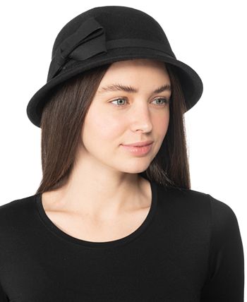 Chapéu cloche feminino INC International Concepts com laço, preto, tamanho regular