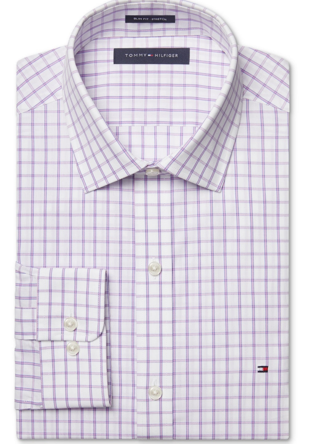 Camisa social masculina Tommy Hilfiger Slim Fit Performance Stretch Rosa Tamanho 15,5 x 32 x 33