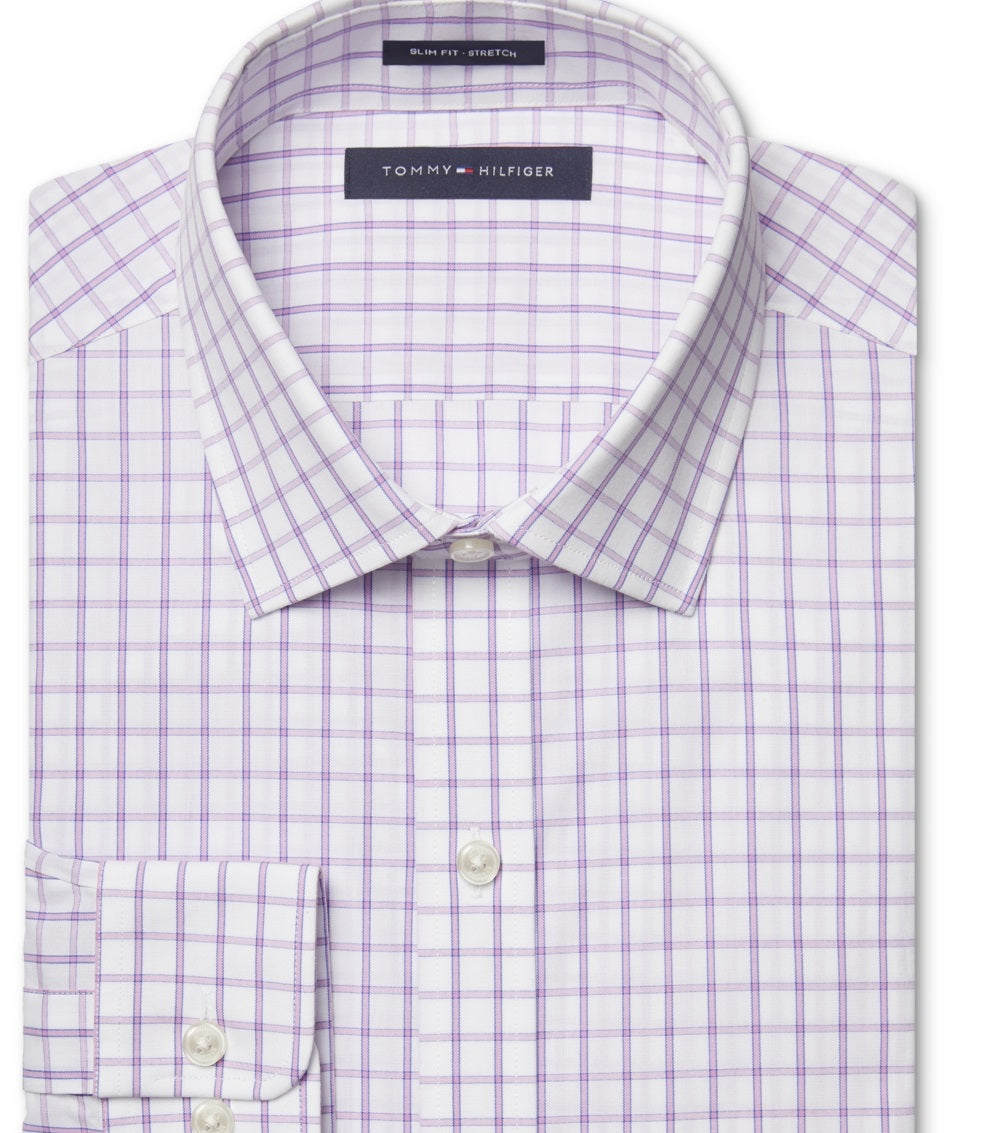 Camisa social masculina Tommy Hilfiger Slim Fit Performance Stretch Rosa Tamanho 15,5 x 32 x 33