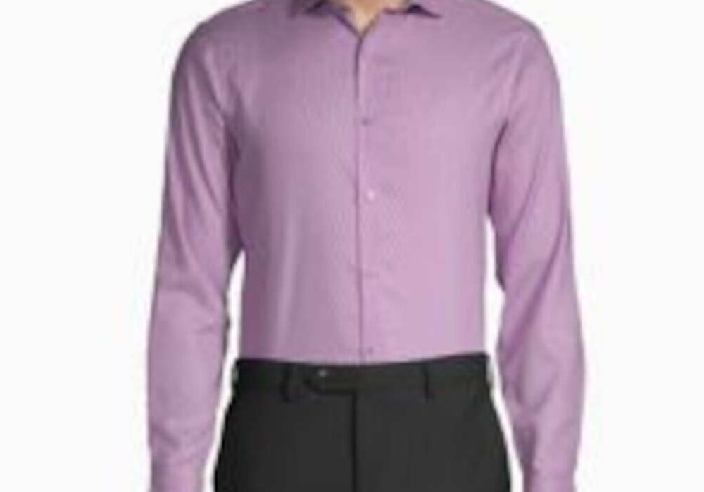 Camisa social masculina slim fit lisa Calvin Klein Berry Red tamanho 17,5 36-37
