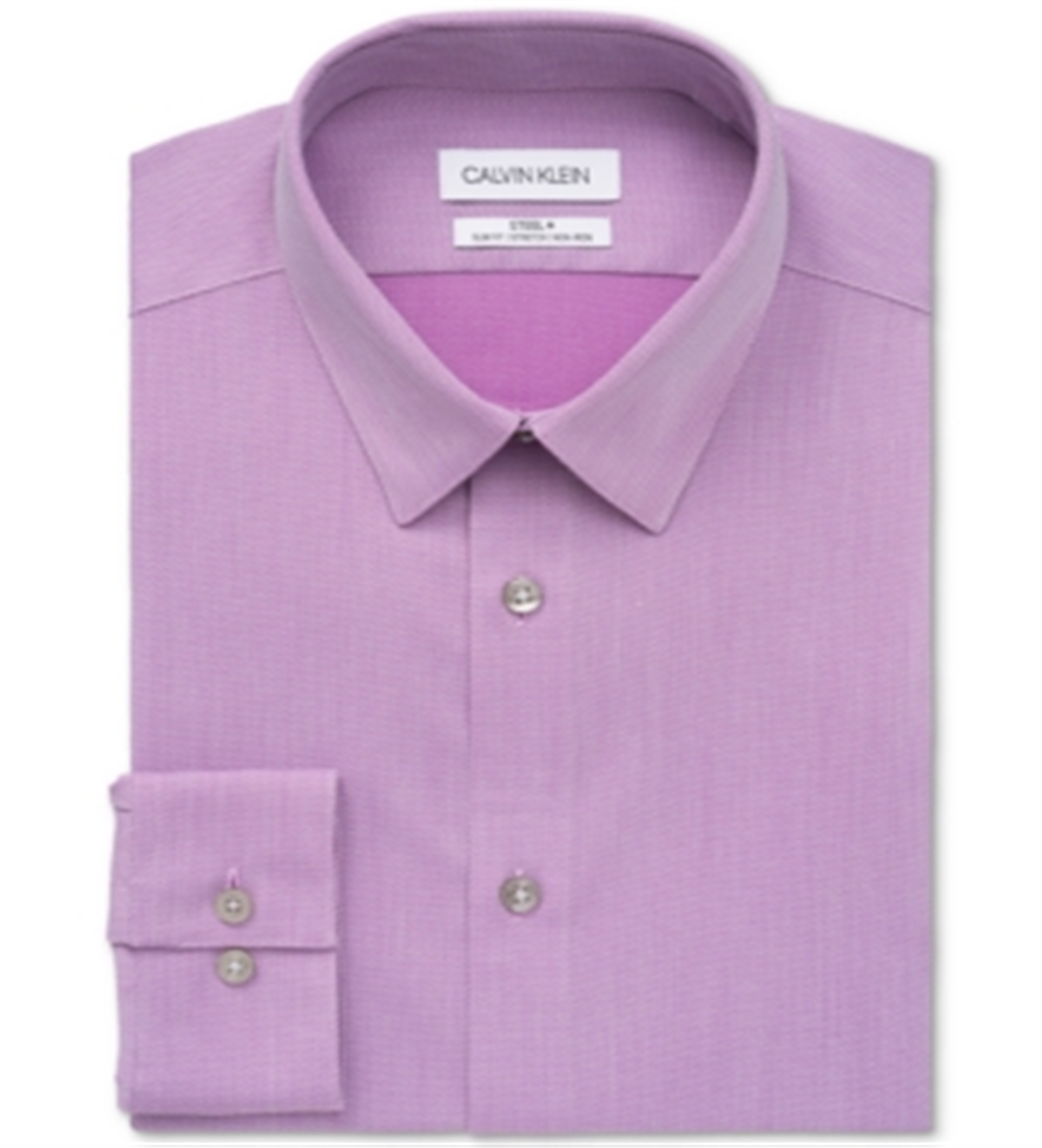 Camisa social masculina slim fit lisa Calvin Klein Berry Red tamanho 17,5 36-37